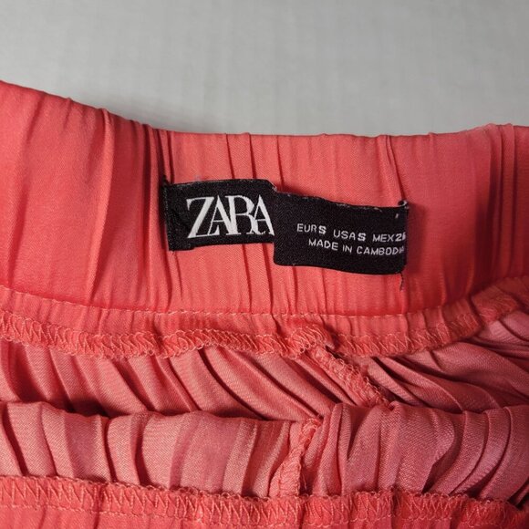 Zara Coral  Micro Pleated Lightweight Summer High-Waist Shorts Women Size M - Picture 5 of 7